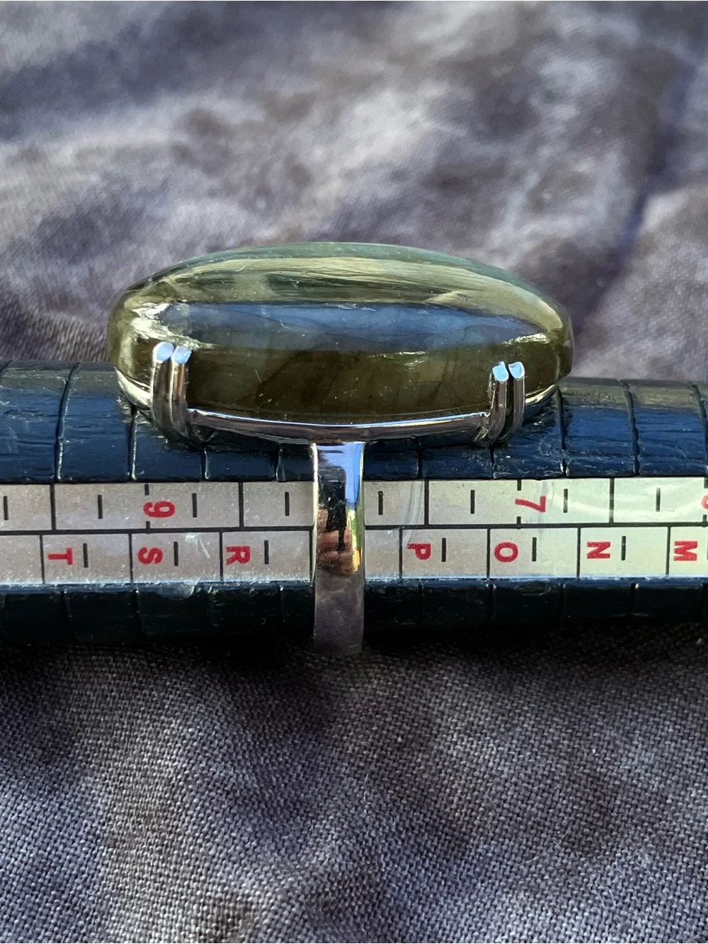Labradorite Oval Ring in Stainless Steel
